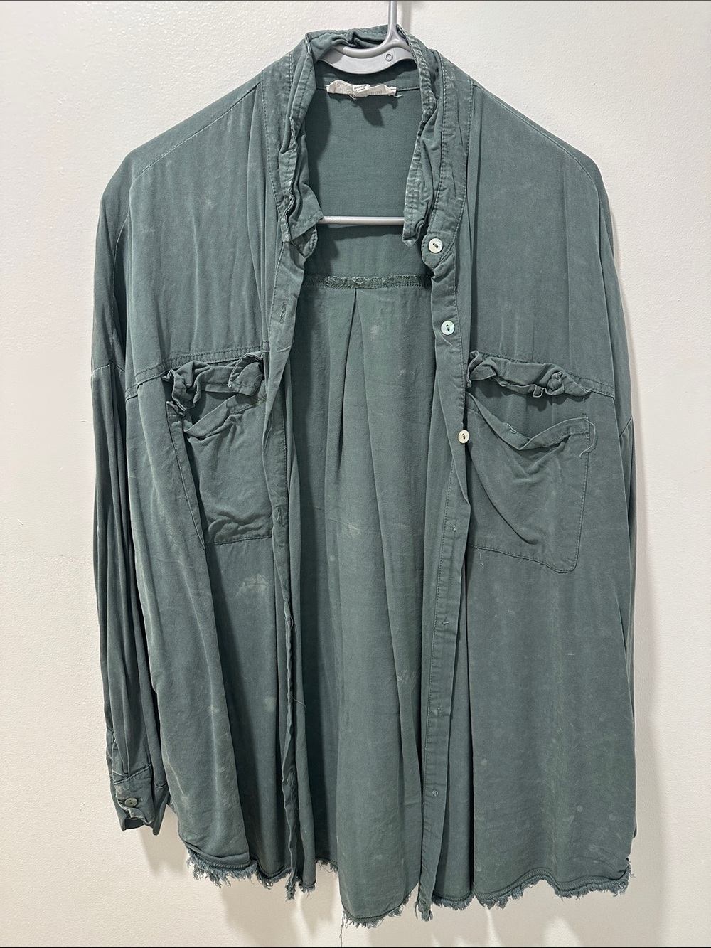 Relaxed Slate Green Button-Down Women's Shirt